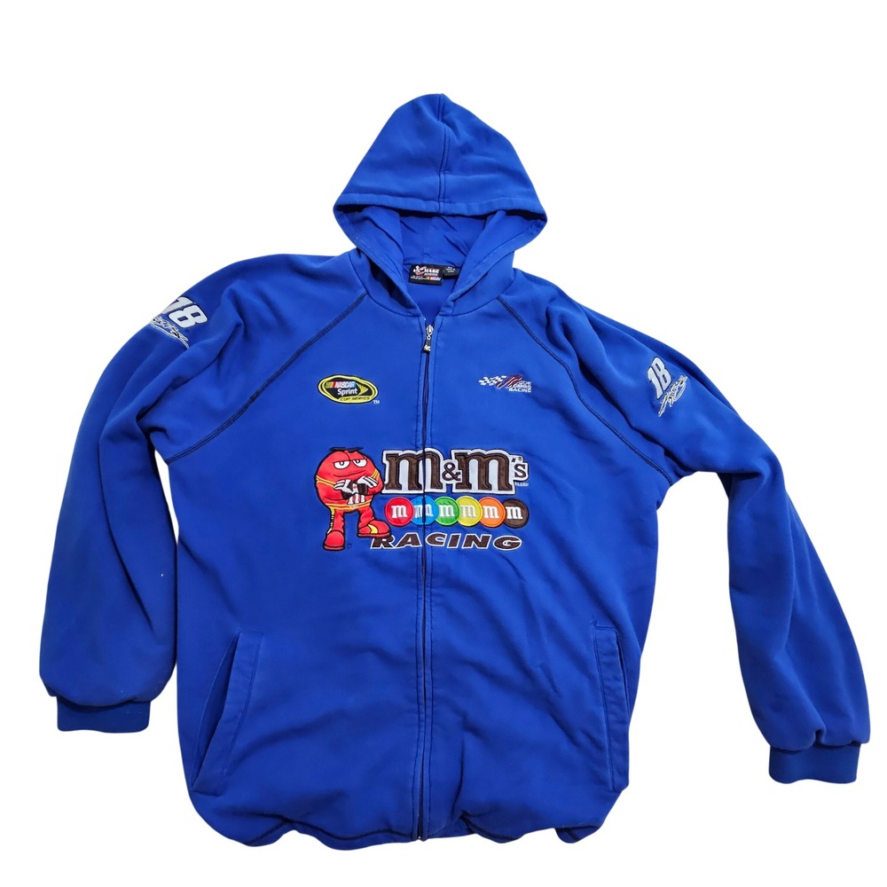 Chase Authentics Vintage NASCAR Hoodie Mens 3XL Blue M&Ms Racing Kyle Busch 18 *